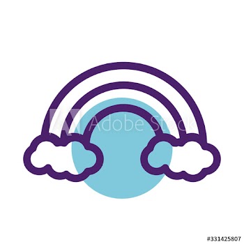 rainbow and clouds line s style icon