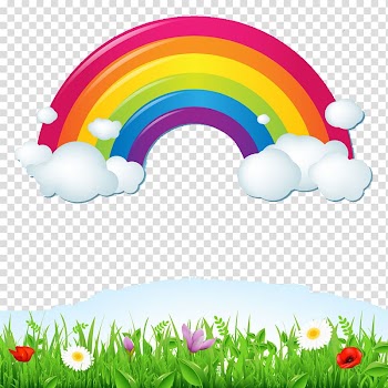Rainbow and flowers illustration, Rainbow Cloud Euclidean Sky Illustration, Seven color rainbow transparent background PNG clipart