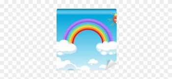 Rainbow And Sun In Clouds Vector Wall Mural • Pixers® - Rainbow