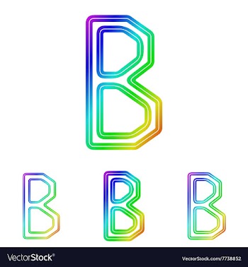 Rainbow b letter logo design set vector image
