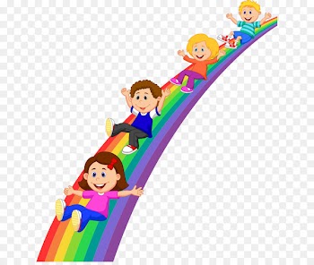 Rainbow Child Cartoon Illustration - Children on the rainbow vector 