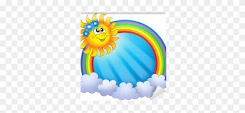 Rainbow Circle With Sun And Clouds Wall Mural • Pixers® - Sun And Rainbow