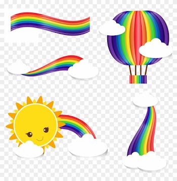 Rainbow Cloud Clip Art - Rainbow Sun Transparent Background