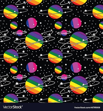 rainbow color planets lgbt seamless pattern