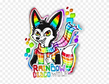 Rainbow Disco Wolf Badge By Chococookie5 - Cartoon