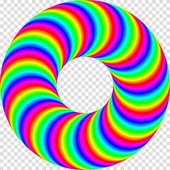 Rainbow donut, multicolored round frame transparent background PNG clipart