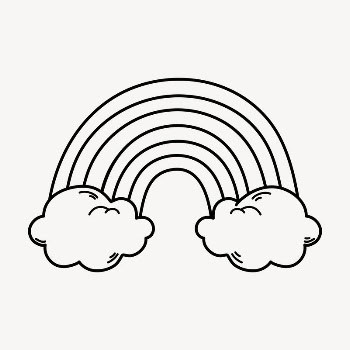 Rainbow doodle clipart, cute black | Free PSD Illustration - rawpixel