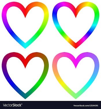 Rainbow gradient happy heart icon template set vector image