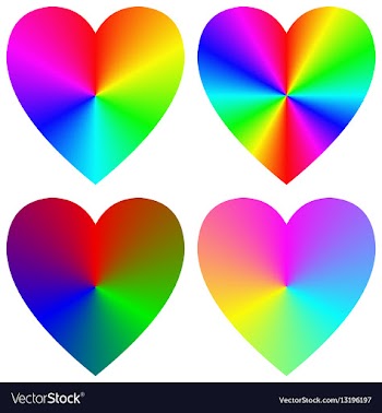 Rainbow gradient happy heart icon template set vector image