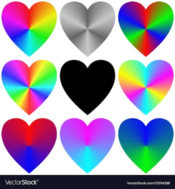 Rainbow gradient heart icon template set vector image