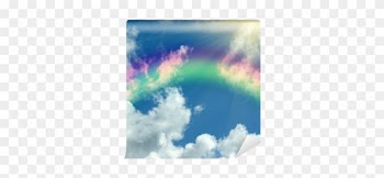 Rainbow In Clouds And In Blue Sky Wall Mural • Pixers® - Sky