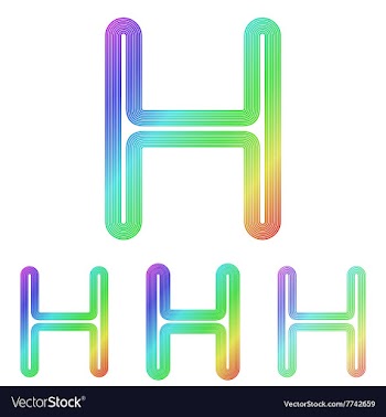 Rainbow line h logo design set vector image