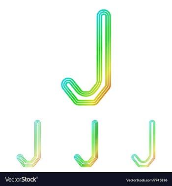 Rainbow line j logo design set vector image