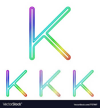 Rainbow line k logo design set vector image