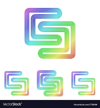 Rainbow line science logo design set vector image