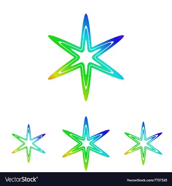 Rainbow line star logo design set vector image