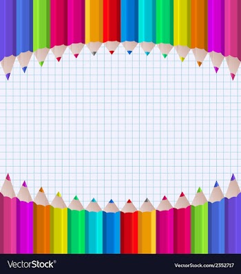  					Rainbow of pencils on paper sheet background vector image														