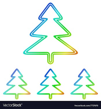Rainbow pine tree logo design set vector image