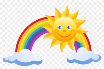 Rainbow Pixel Clip Art - Rainbow With Sun Png