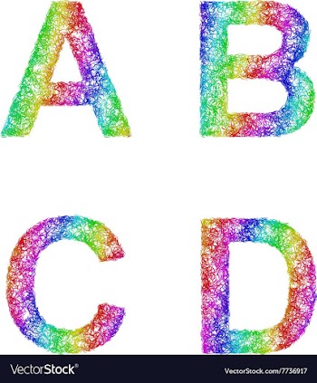 Rainbow sketch font set - letters A B C D vector image