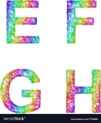 Rainbow sketch font set - letters E F G H vector image