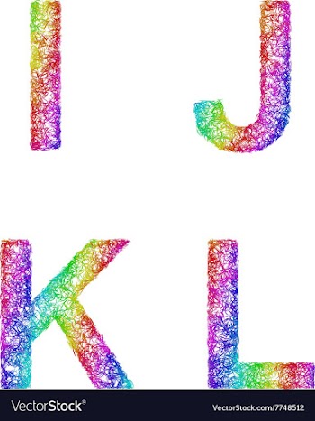 Rainbow sketch font set - letters I J K L vector image