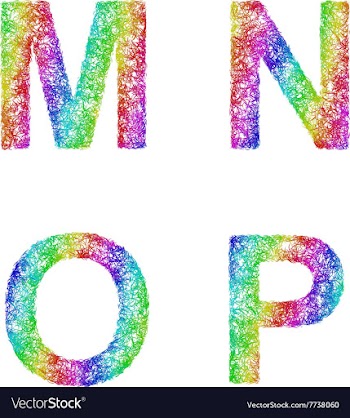 Rainbow sketch font set - letters M N O P vector image