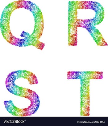 Rainbow sketch font set - letters Q R S T vector image
