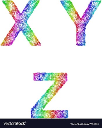 Rainbow sketch font set - letters X Y Z vector image