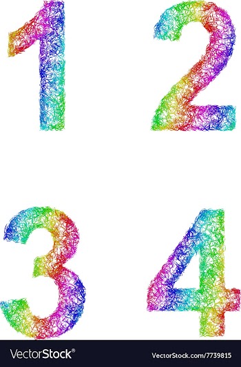 Rainbow sketch font set - numbers 1 2 3 4 vector image