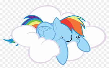 Rainbow Taking Cloud Nap - Rainbow Dash On A Cloud