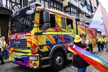 Rainbow truck, September 22, 2019, | Free Photo - rawpixel