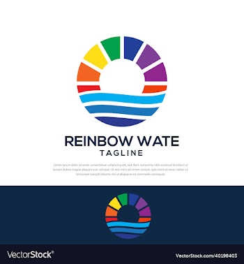 rainbow water circle minimalist logo