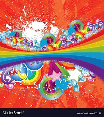 Rainbow with floral vector image