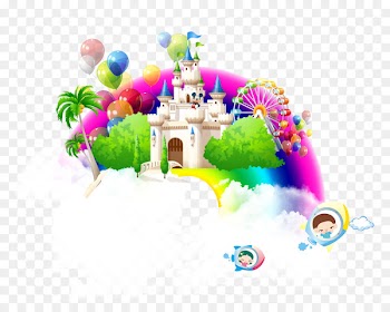 Rainbows End Cartoon Child Silhouette Play - castle 