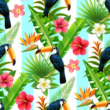 Rainforest toucan flat seamless pattern Free Vector