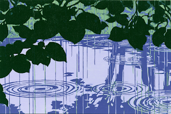 Rainy Pond Through Leaves