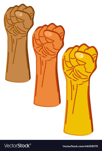 raised fists protest concept isolated