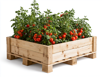 Raised Hobby Garden Bed with Tomato Plants