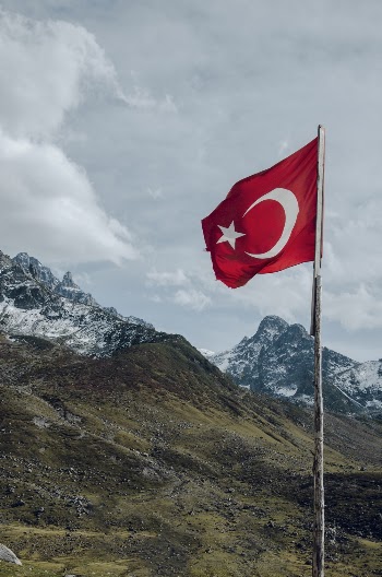 Raised Turkey Flag
