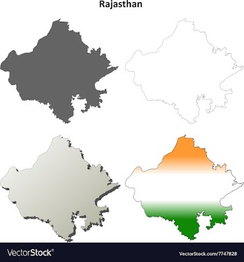 Rajasthan blank detailed outline map set vector image