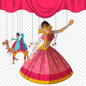 Rajasthan Ghoomar Folk dance - Vector dancing woman 