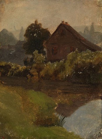 Rakennuksia veden varrella, harjoitelma, 1854, | Free Photo - rawpixel