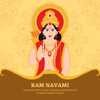 Ram navami with hindu character Free Vector