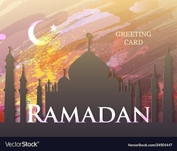 Ramadan greeting card vector image