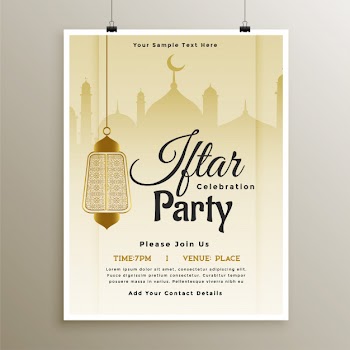 Ramadan iftar party celebration template design Free Vector