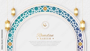 Ramadan Kareem Arabic Elegant Luxury Ornamental Islamic Background with Islamic Pattern Border and Decorative Hanging Ornament