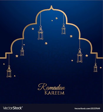 Ramadan kareem greeting card blue background vector image
