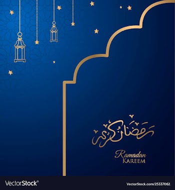 Ramadan kareem greeting card blue background vector image