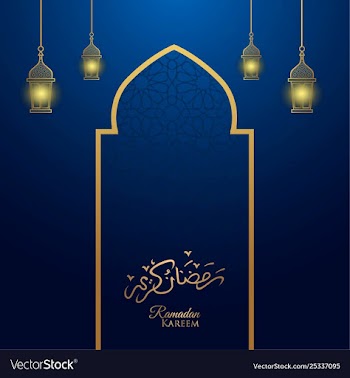 Ramadan kareem greeting card blue background vector image
